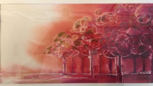 Järvi Hanna "Metsästä" 2021 sekatekn. 26 x 41 cm 230 € tai 20 €/kk