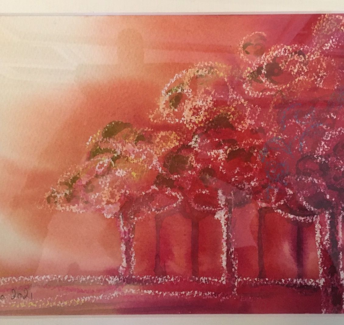 Järvi Hanna "Metsästä" 2021 sekatekn. 26 x 41 cm 230 € tai 20 €/kk