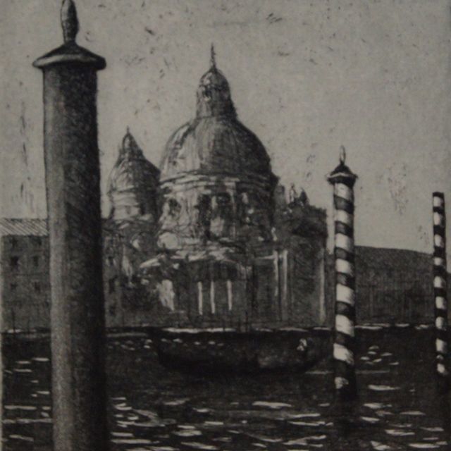 Hyrske Hannu "Santa Maria della Salute" etsaus/akvatinta 13 x 12 cm 140 € tai 10 €/kk