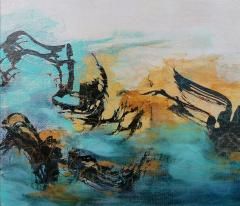 Ristolainen Leena "Vuoren laulu" 28 x 30 cm, sekatekniikka 240 € tai 20 €/kk